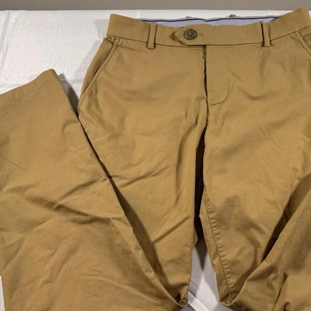 Nike Dri-FIT Golf Pants Mens 30x30 Tan Khaki Flat Front Performance Trousers